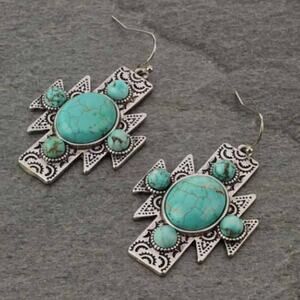Aztec Stone Faux Turquoise Earrings